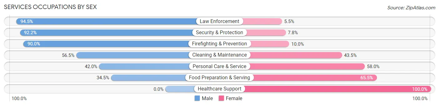 Services Occupations by Sex in Zip Code 10591