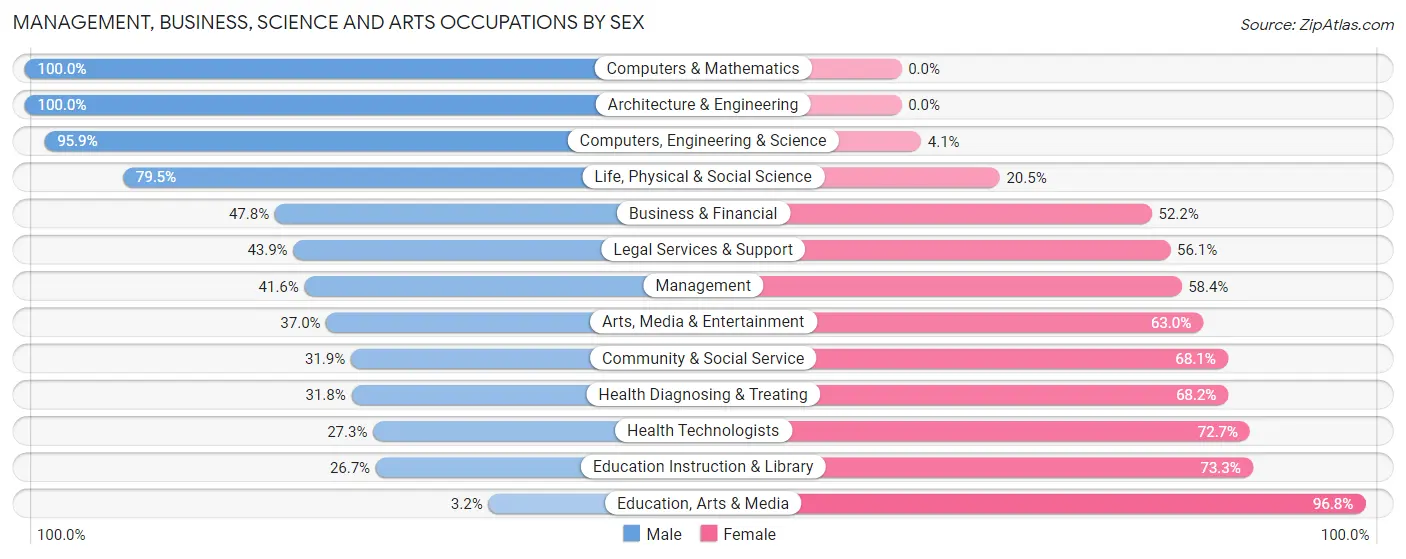 Management, Business, Science and Arts Occupations by Sex in Zip Code 10595