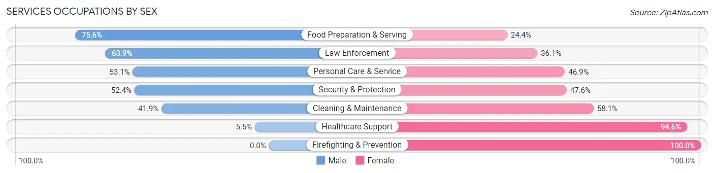 Services Occupations by Sex in Zip Code 10604