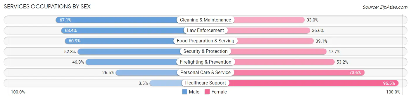 Services Occupations by Sex in Zip Code 10801