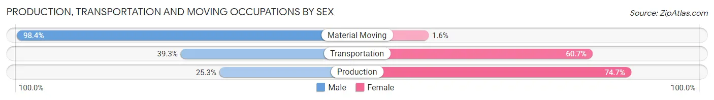 Production, Transportation and Moving Occupations by Sex in Zip Code 10920