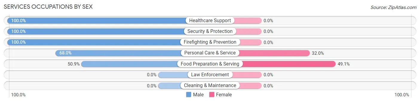 Services Occupations by Sex in Zip Code 10964