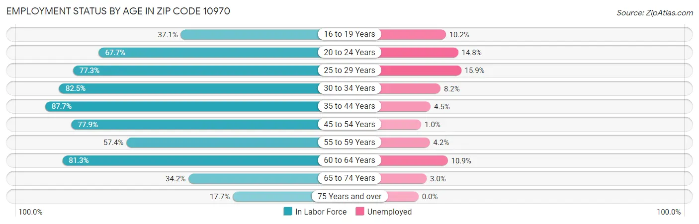 Employment Status by Age in Zip Code 10970