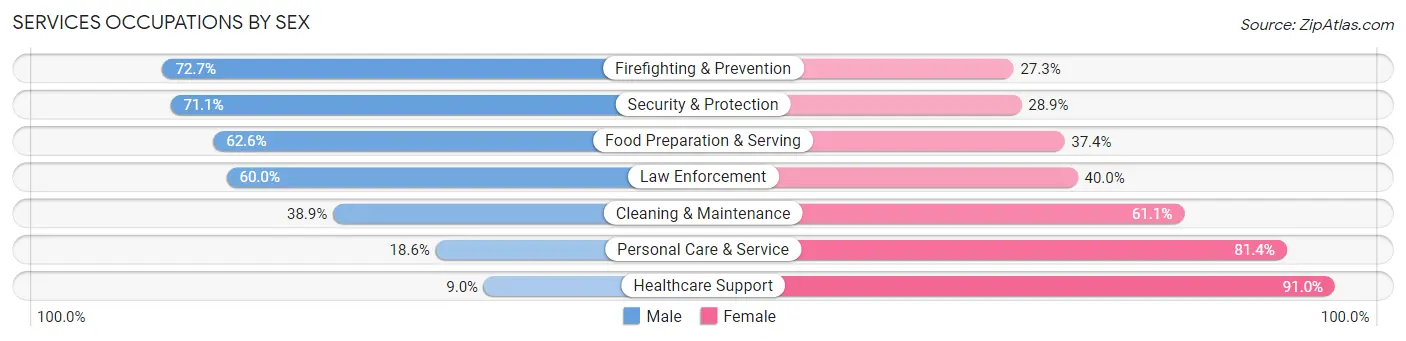 Services Occupations by Sex in Zip Code 11101