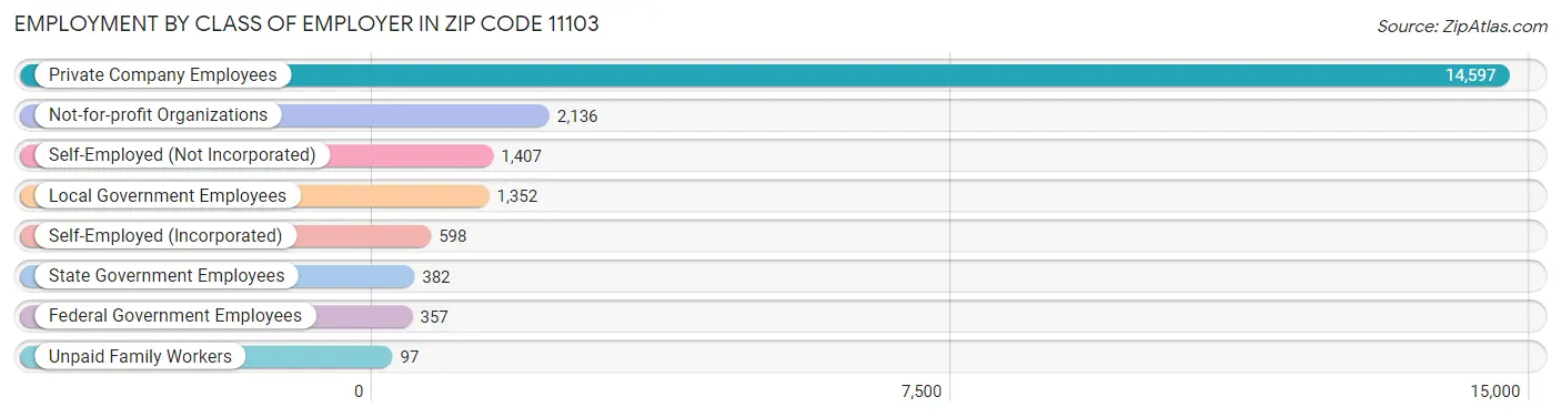 Employment by Class of Employer in Zip Code 11103