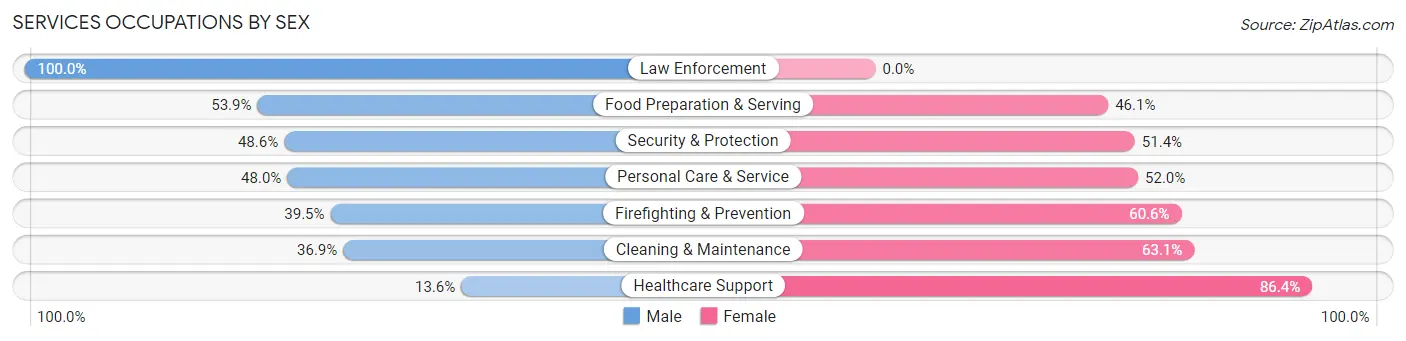 Services Occupations by Sex in Zip Code 11103