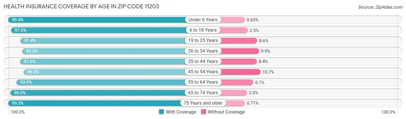 Health Insurance Coverage by Age in Zip Code 11203