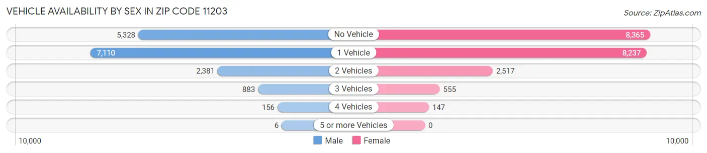 Vehicle Availability by Sex in Zip Code 11203