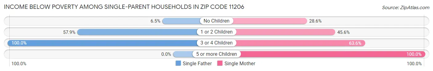 Income Below Poverty Among Single-Parent Households in Zip Code 11206