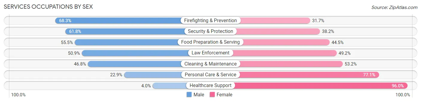 Services Occupations by Sex in Zip Code 11213