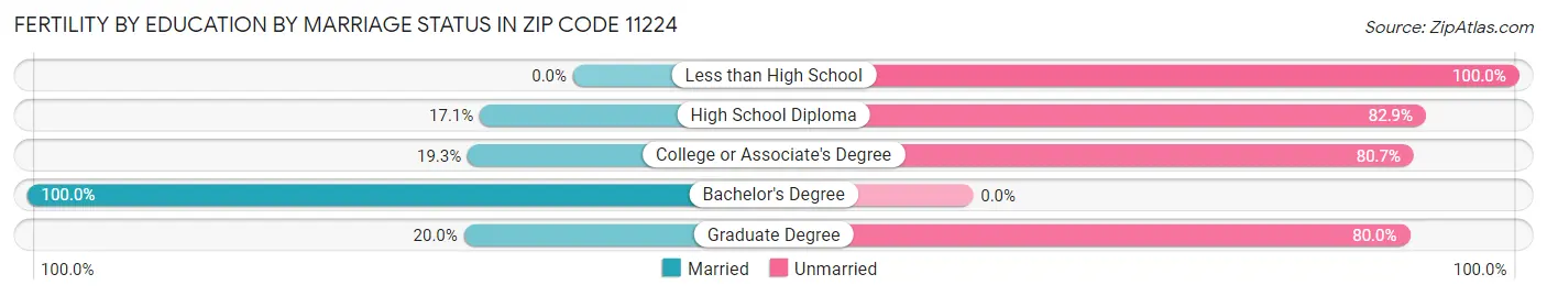 Female Fertility by Education by Marriage Status in Zip Code 11224