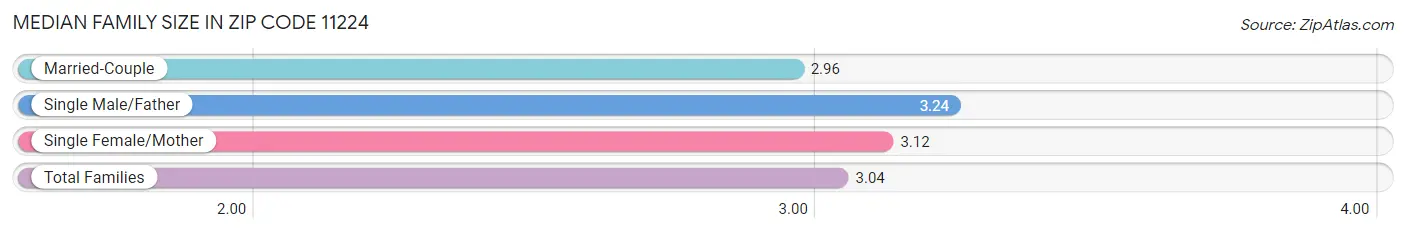 Median Family Size in Zip Code 11224