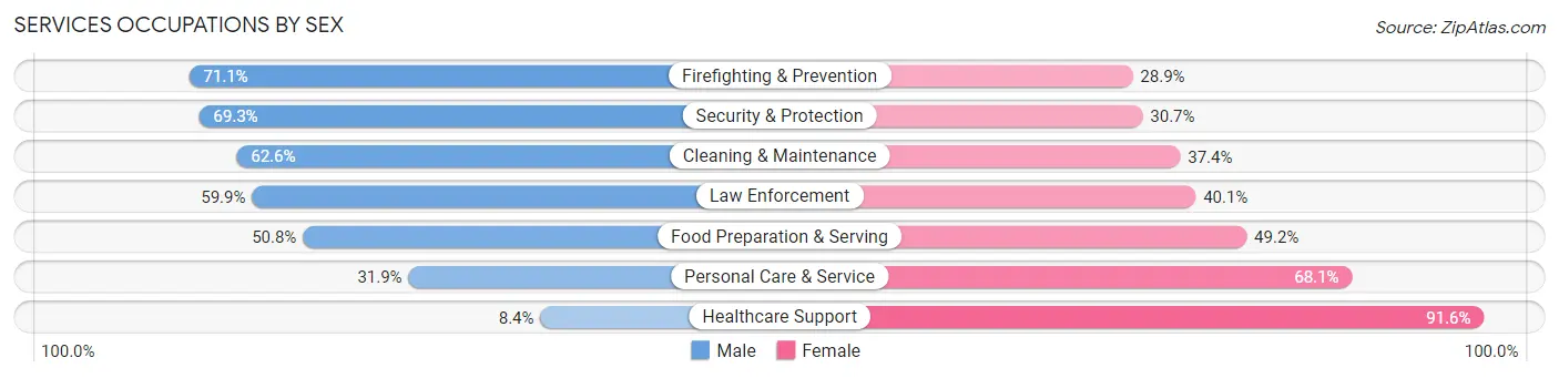Services Occupations by Sex in Zip Code 11226