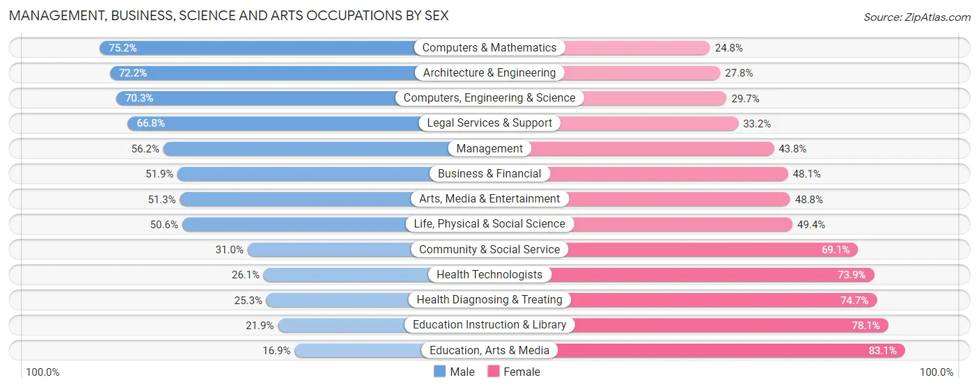 Management, Business, Science and Arts Occupations by Sex in Zip Code 11228