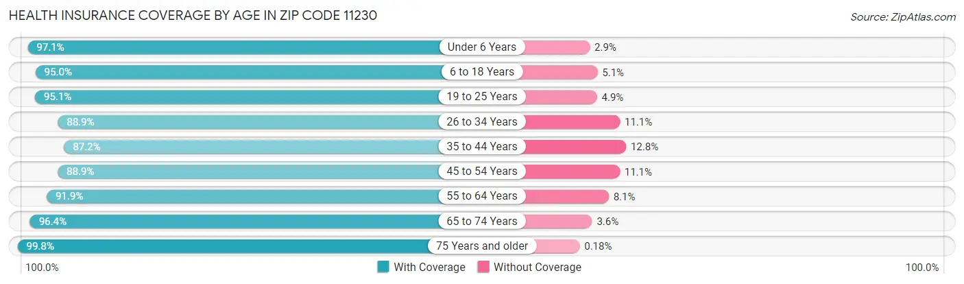 Health Insurance Coverage by Age in Zip Code 11230