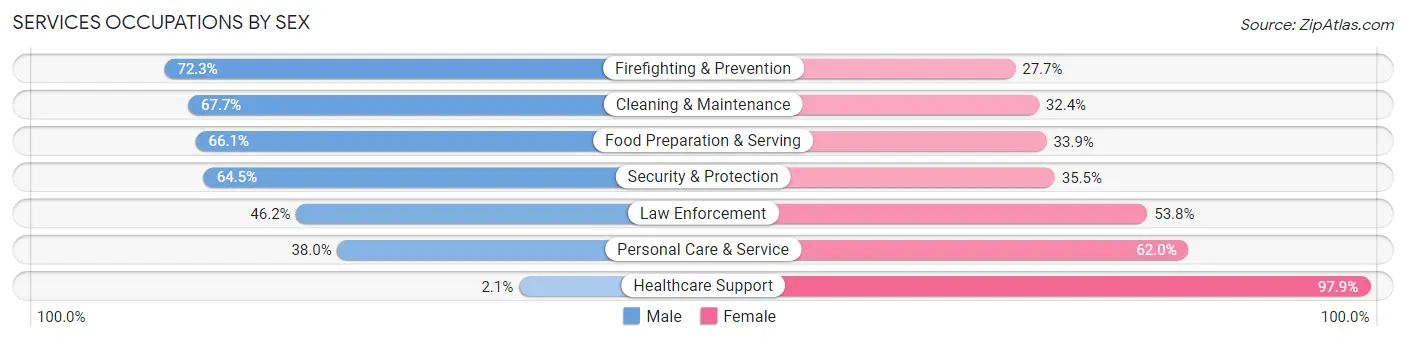 Services Occupations by Sex in Zip Code 11233