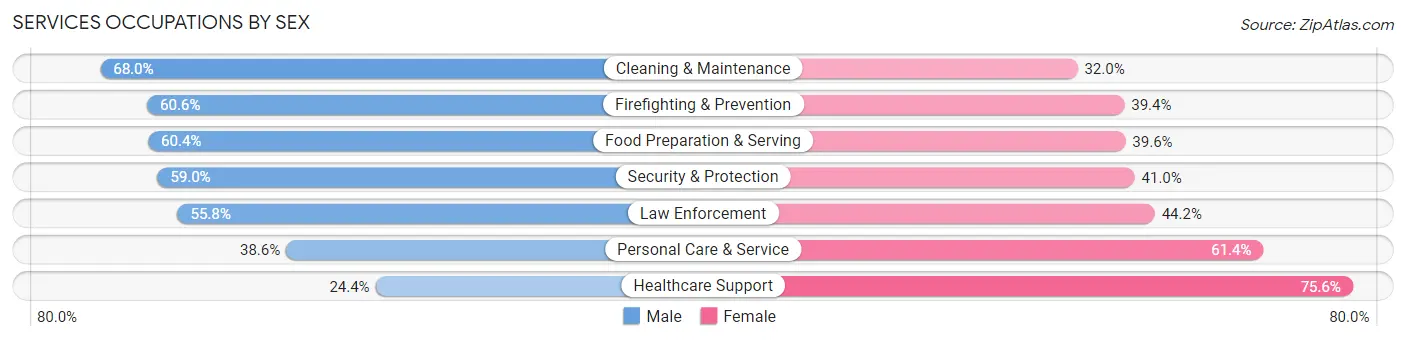 Services Occupations by Sex in Zip Code 11238