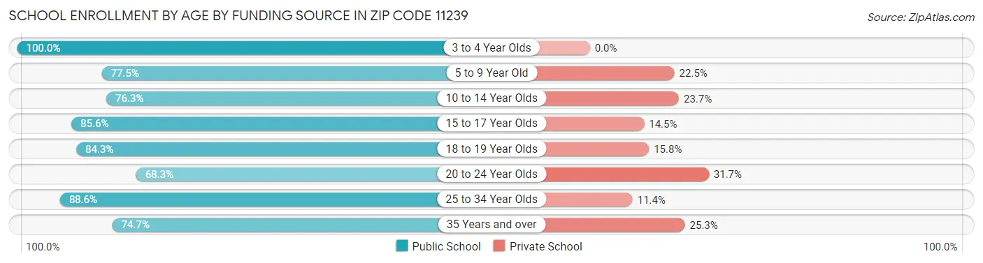 School Enrollment by Age by Funding Source in Zip Code 11239