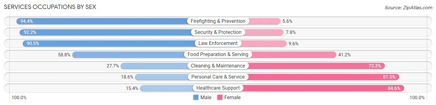 Services Occupations by Sex in Zip Code 11378