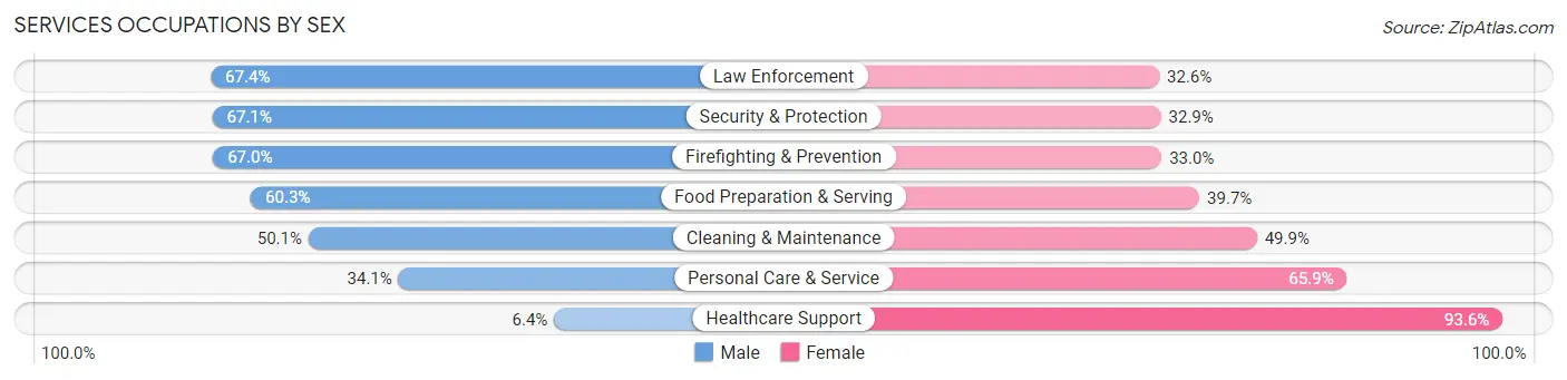 Services Occupations by Sex in Zip Code 11385