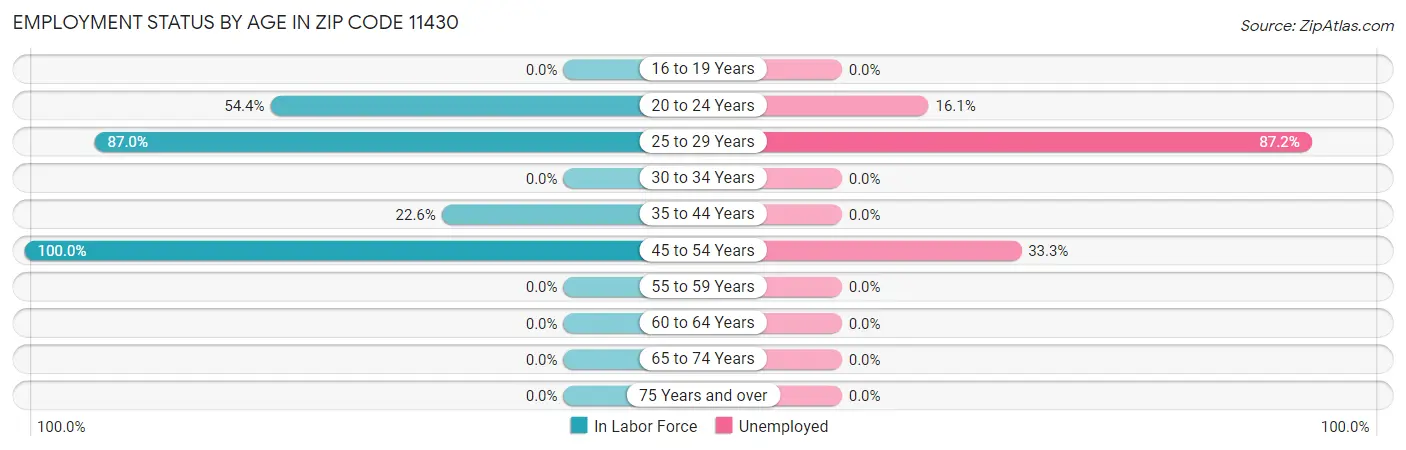 Employment Status by Age in Zip Code 11430