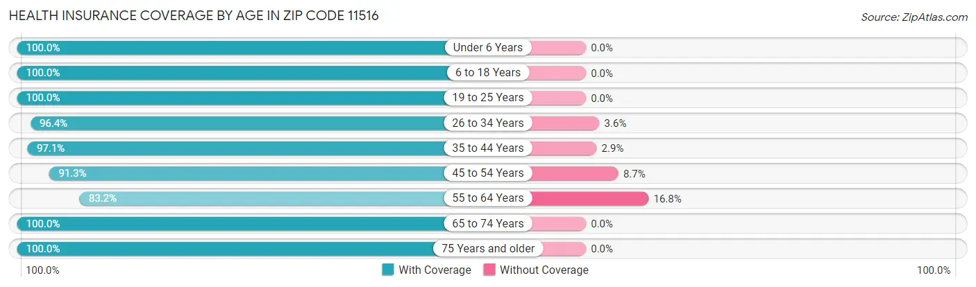 Health Insurance Coverage by Age in Zip Code 11516