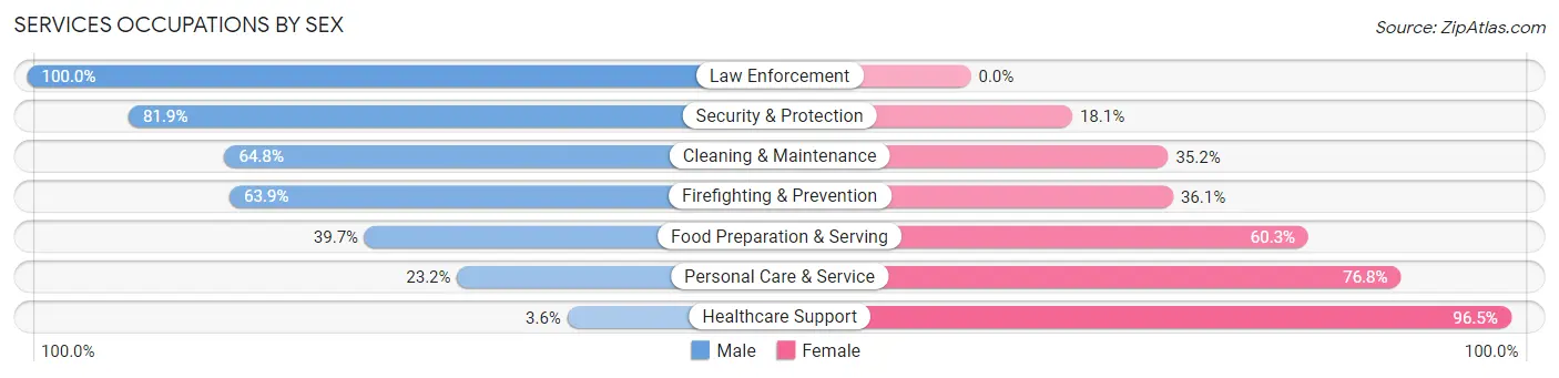 Services Occupations by Sex in Zip Code 11542