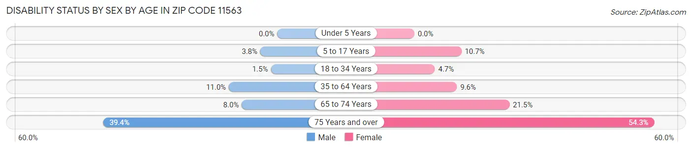 Disability Status by Sex by Age in Zip Code 11563