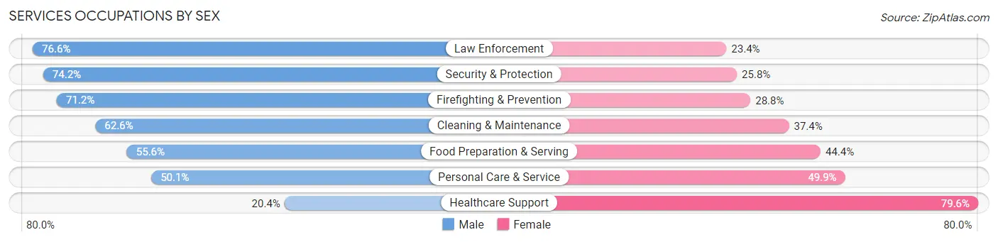 Services Occupations by Sex in Zip Code 11590
