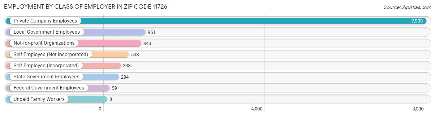 Employment by Class of Employer in Zip Code 11726