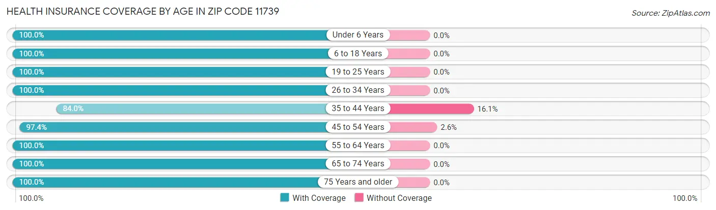 Health Insurance Coverage by Age in Zip Code 11739