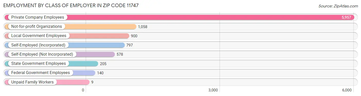 Employment by Class of Employer in Zip Code 11747