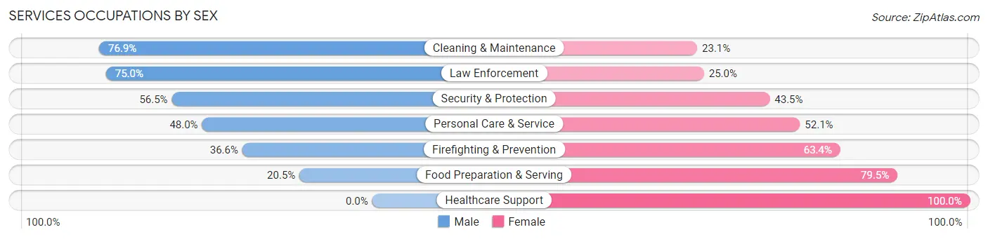 Services Occupations by Sex in Zip Code 11751