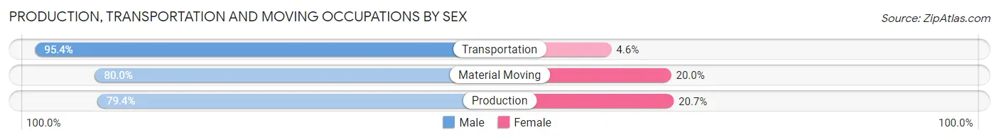 Production, Transportation and Moving Occupations by Sex in Zip Code 11779