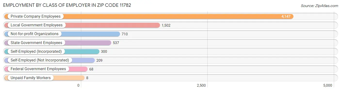 Employment by Class of Employer in Zip Code 11782