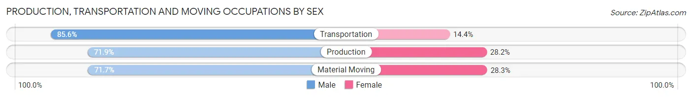 Production, Transportation and Moving Occupations by Sex in Zip Code 11787