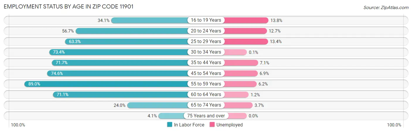 Employment Status by Age in Zip Code 11901