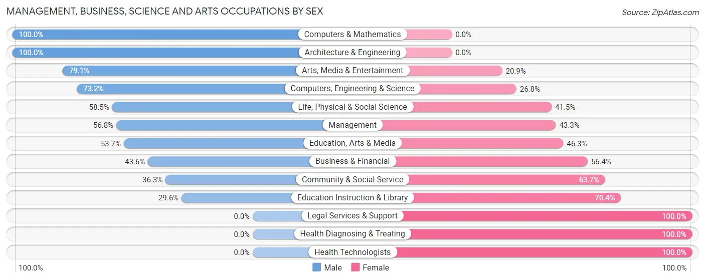 Management, Business, Science and Arts Occupations by Sex in Zip Code 11933
