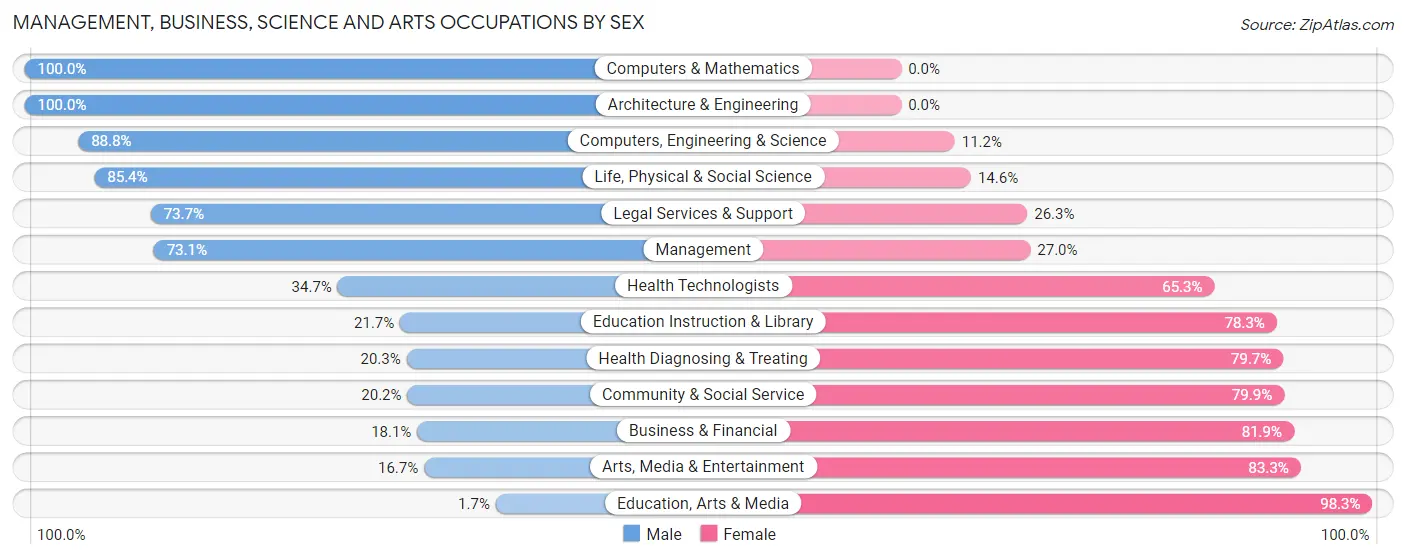 Management, Business, Science and Arts Occupations by Sex in Zip Code 11934