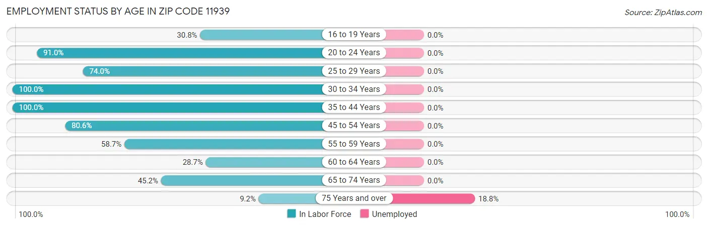 Employment Status by Age in Zip Code 11939