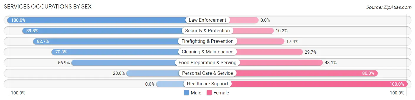 Services Occupations by Sex in Zip Code 11940