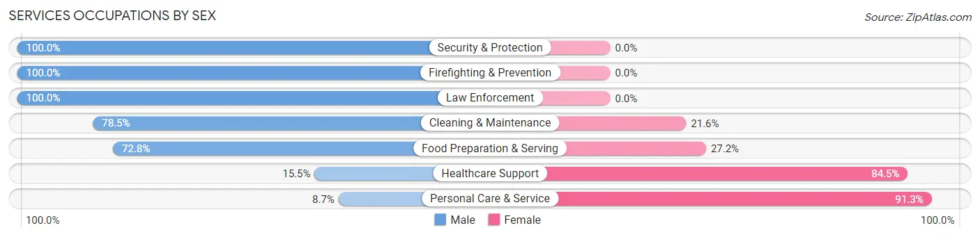 Services Occupations by Sex in Zip Code 11944