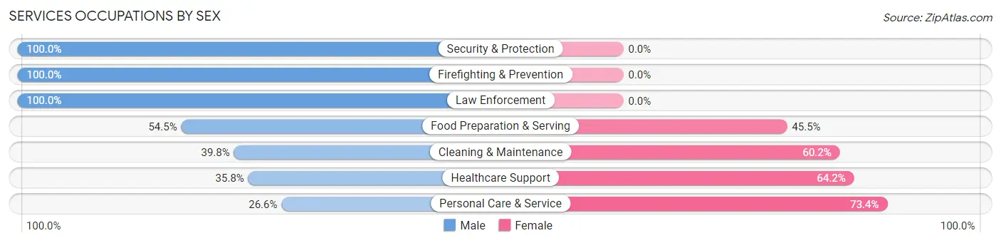 Services Occupations by Sex in Zip Code 11946
