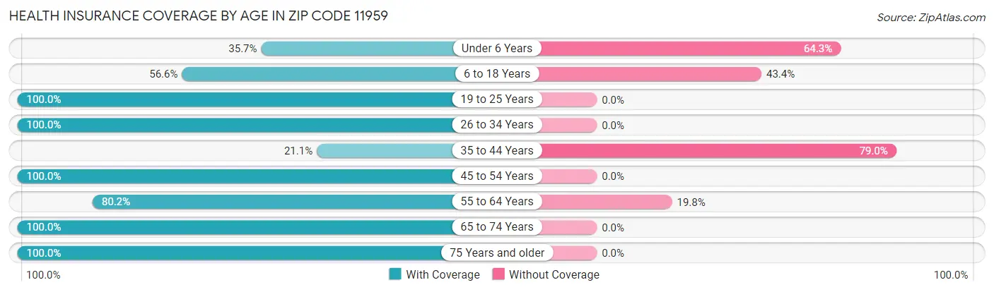 Health Insurance Coverage by Age in Zip Code 11959