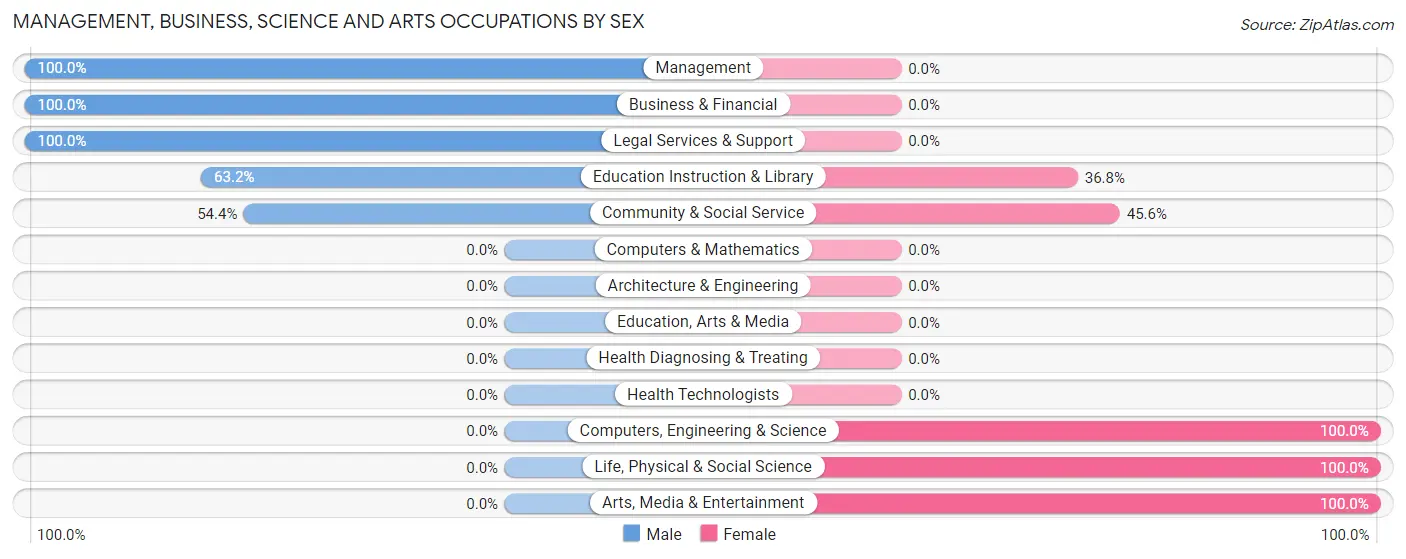 Management, Business, Science and Arts Occupations by Sex in Zip Code 11975