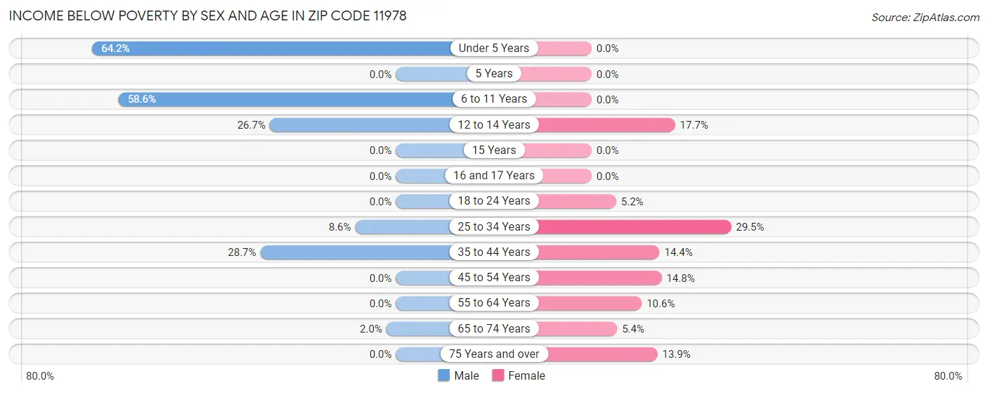 Income Below Poverty by Sex and Age in Zip Code 11978