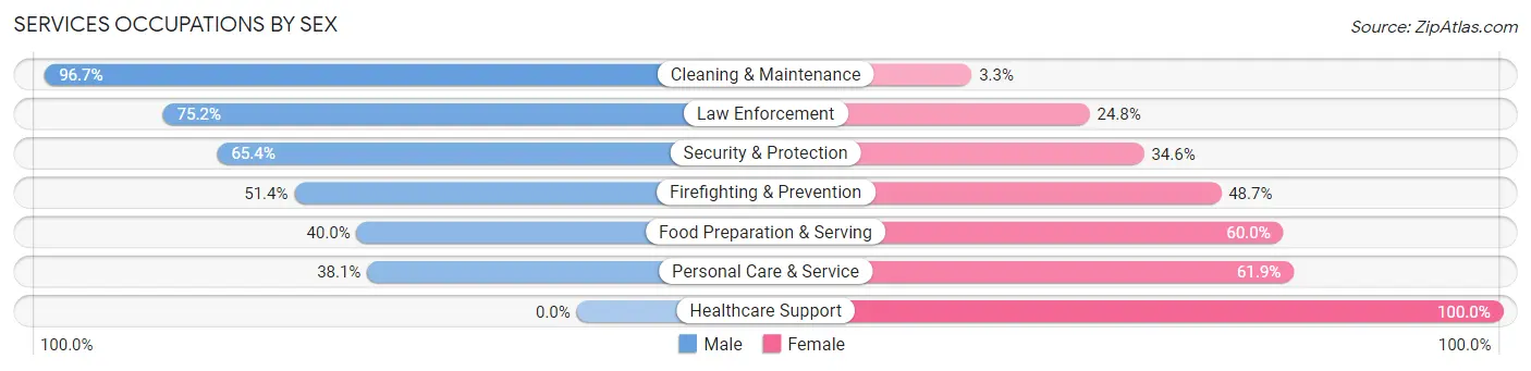 Services Occupations by Sex in Zip Code 12009