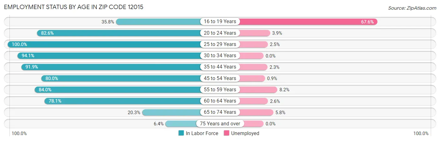 Employment Status by Age in Zip Code 12015