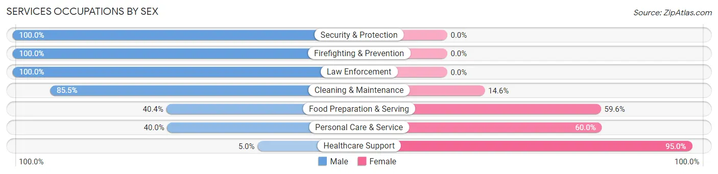 Services Occupations by Sex in Zip Code 12015