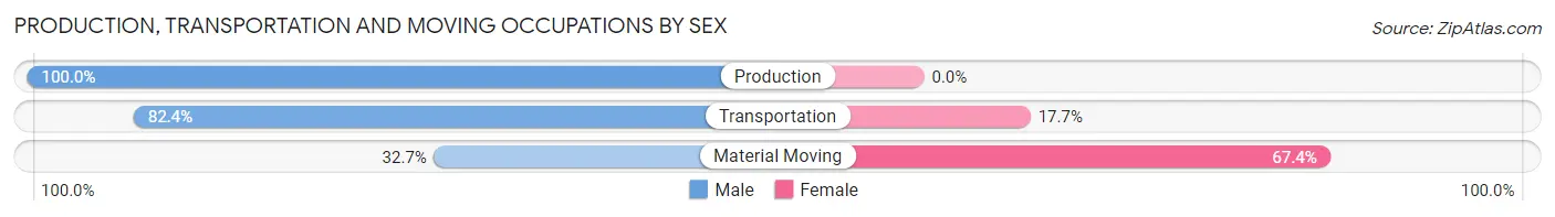 Production, Transportation and Moving Occupations by Sex in Zip Code 12027